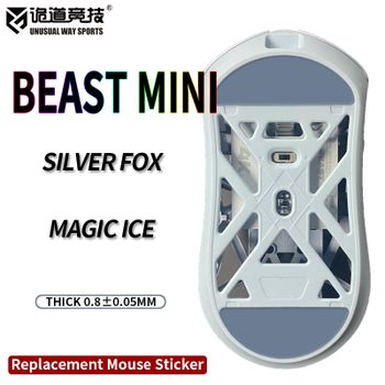 Patas de Ratón Deportivas Inusuales WLmouse Beast X Mini, Superficie Curvada de PTFE, Anti-colapso, Magic Ice Black Silver Fox