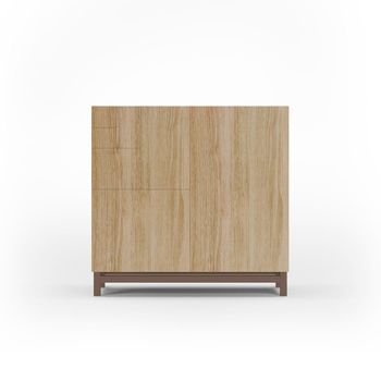 Zapatero de melamina roble dorado patas moka 90x90x27 cm