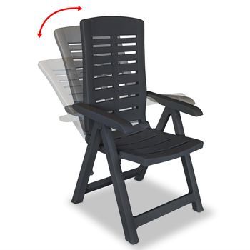 Pack 4 Uds Sillas De Jardín | Silla De Exterior | Sillón Reclinables Plástico Gris Antracita