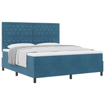 Cama Tipo Box Spring Azul Oscuro 180 X 200 Cm Terciopelo Vidaxl