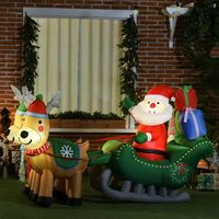 papa noel con trineo 2 renos poliester homcom 210x70x125cm multicolor