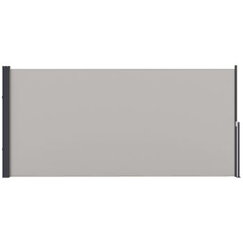 Outsunny Toldo Lateral Retráctil Pantalla Enrollable Mampara de Privacidad Impermeable y Anti-UV Protege la Privacidad Gris Claro
