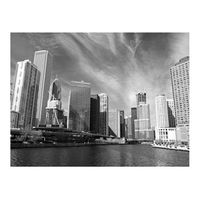 papel pintado 3d - el panorama de chicago en blanco y negro 300x231 cm