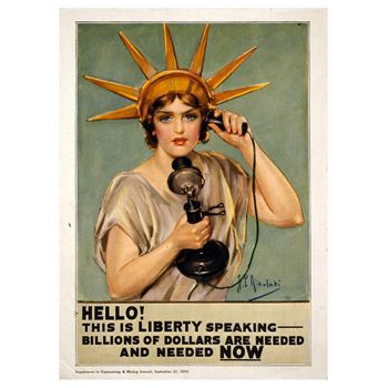 Legendarte - Cartel De Propaganda De Guerra Vintage Hello This Is Liberty Speaking - Cuadro Lienzo, Impresión Digital Cm. 50x70