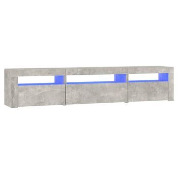 Mueble De Tv Con Luces Led Gris Hormigón 195x35x40 Cm Vidaxl