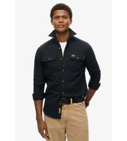 superdry para hombre m4010723a camisa flannel work negro m casual manga larga algodon organico sostenible