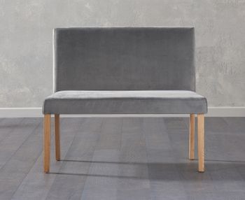 Mia Small Plush Grey Bench with Back
