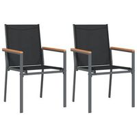 pack 2 uds sillas de jardin  silla de exterior  sillon textilene y acero negro 55x615x90 cm