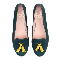 slipper ante verde borlas amarillas - modelo pekin