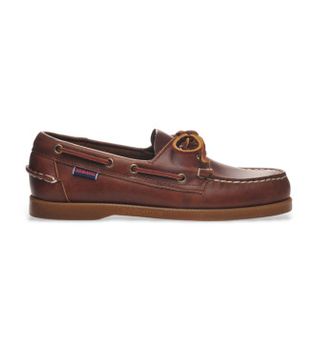 Sebago para hombre. 70000G0 Mocasines de Piel Portland Encerados marrón (43), Plano, Cordones, Casual