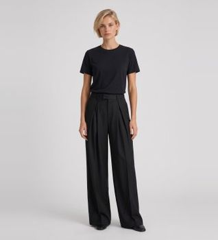 Berwich para mujer. gt1523x Pantalón Pleat negro (40), Lana, Clásico