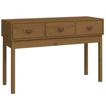 Mesa Consola De Madera Maciza De Pino Marrón Miel 114x40x75 Cm Vidaxl