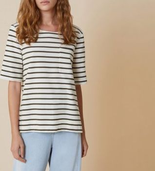 PennyBlack para mujer. 2511971043200 Camiseta Refolo blanco, verde (XL), Casual, Algodón, Manga corta