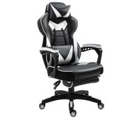 vinsetto silla gaming ergonomica silla de escritorio de oficina regulable en altura reclinable respaldo con reposapies reposacabezas cojin lumbar ruedas 65x70x1185-1285 cm blanco