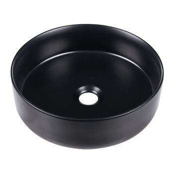 Lavabo Sobre Encimera De Cerámica Baño Redondo Negro Mate ⌀ 40 Cm Tebar
