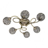 plafon de 6 luces modelo lyon cuero fabrilamp