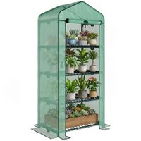 outsunny invernadero de jardin con 4 estantes y cubierta de pe tipo tubo acero vivero casero para cultivo de plantas 69x50x160 cm verde   aosom espana
