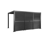 pergola bioclimatica de aluminio y acero 3x4m  3 persianas de 13m con lamas orientables  antracita - 392x292x232 cm