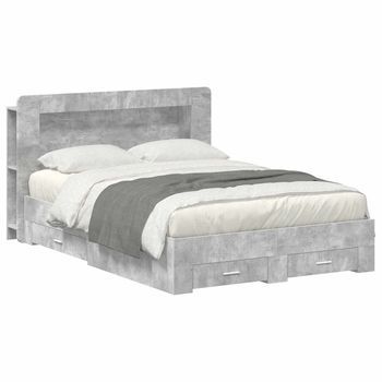 Estructura De Cama Con Almacenamiento Gris Hormigón Vidaxl