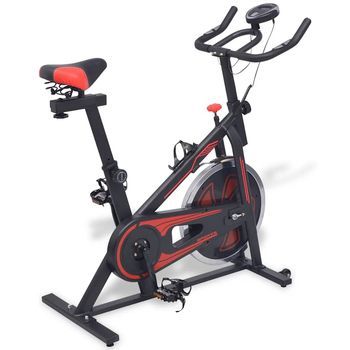 Bicicleta Estática Con Sensores De Pulso Negra Y Roja Vidaxl