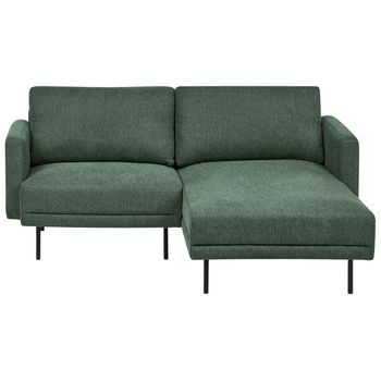 Sofá Esquinero Moderno Tapizado Izquierdo 2 Plazas Patas De Metal Tejido Verde Oscuro Respaldo Acolchado Breda