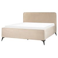 cama de terciopelo 160 x 200 clasico minimalista cabecero patas de metal negras dormitorio gris pardo valognes