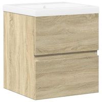 set de muebles de bano 2 uds  armario de bano madera contrachapada roble sonoma