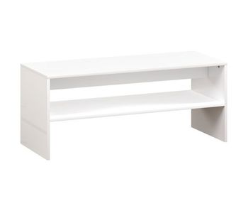 Homcom mesa de centro mueble auxiliar con compartimento abierto mesa de café para salón comedor 100x40x41,5 cm blanco brillante