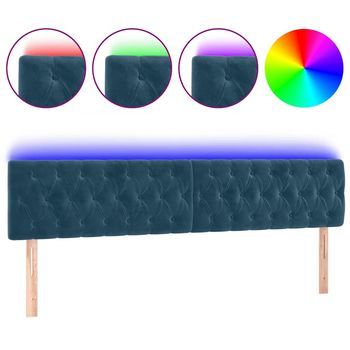 Cabecero Con Led De Terciopelo Azul Oscuro 180x7x78/88 Cm