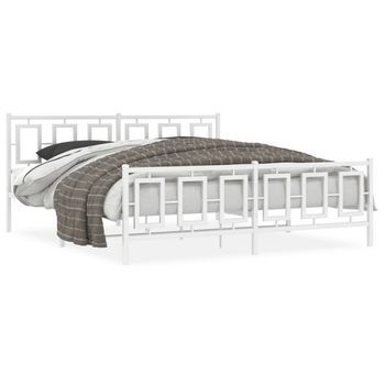 Estructura Cama Sin Colchón Con Estribo Metal Blanco 180x200 Cm Vidaxl