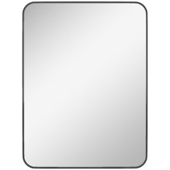 HOMCOM Espejo de Baño Rectangular con Marco Metálico Espejo Decorativo para Dormitorio Comedor o Entrada 60x80 cm Negro