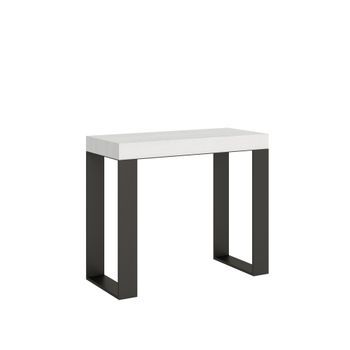 Consola Extensible 90x40/196 Cm Tecno Small Premium Estructura Fresno Blanco Antracita