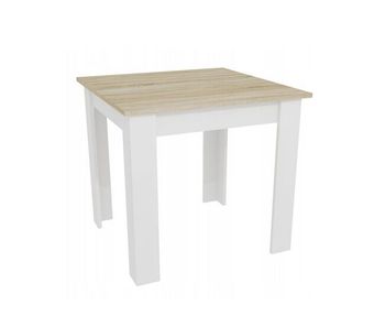 Mesa de comedor 80 × 80 cm, con tablero para muebles con recubrimiento de pvc, acabado roble sonoma/blanco.