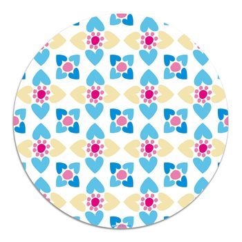 Alfombra Vinílica Crema 190x190cm Agatha Hidráulico Baldosas Flores Bicolor