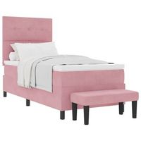 cama tipo box spring con cojin rosa 190 x 90 cm terciopelo vidaxl