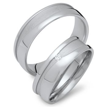 Alianzas oro blanco 18 quilates con diamante