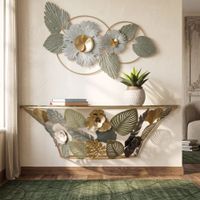 consola suspendida en metal multicolor con flores cm 120x405x372