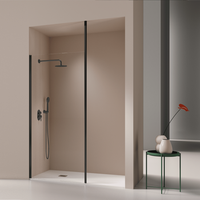 panel fijo de ducha fresh levante negro  80-81 cm cristal transparente