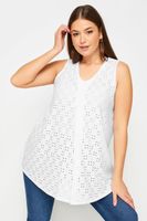yours top blanco sin mangas de bordados con calados mujer curvy y tallas grandes yours