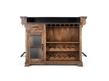 Mueble bar marrón en madera de mango granito y metal 150cm