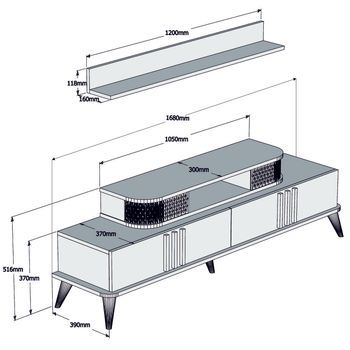 Mueble Tv Con Estante Eylu L Crema