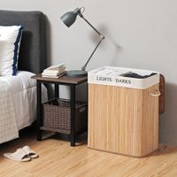 cesto ropa sucia plegable 100 l de bambu de color natural