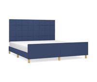 estructura de cama con cabecero de tela azul 160x200 cm bloques con cuadros