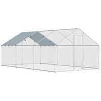 pawhut gallinero para exterior grande de acero galvanizado 51x3x19 m 153 m con cubierta tela oxford y cerradura plata