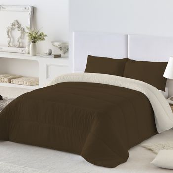 Naturals - Edredón Nórdico Reversible Bicolor - Cama 135/150 - Marrón/vainilla