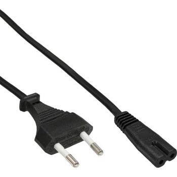 Inline Cable de Alimentación CEE7/16 a C7 Hembra/Macho 3m Negro