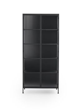 Vitrina alta puertas y laterales de cristal estructura metal negra