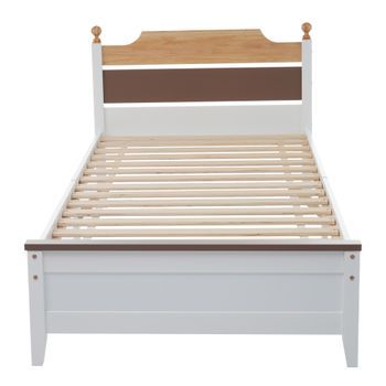 Cama Individual Estructura De Madera 90x200cm Marrón