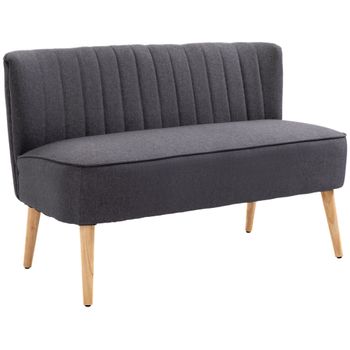 HOMCOM Sofá 2 plazas, acolchado suave, tapizado de fácil cuidado, hasta 220 kg, 117 x 56,5 x 77 cm, Gris oscuro