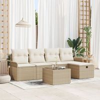 conjunto de sofas de jardin de 6 piezas con cojines beige de ratan poliester v0738 unico  beige
